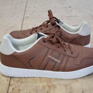 Men's 12 Tommy Hilfiger Brown Faux Leather Memory Foam Lace Up  Casual Sneakers